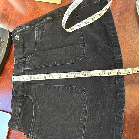 FOREVER 21 Black Denim A Line Jean Mini Skirt Cargo Pockets - size 27 - Picture 7 of 7